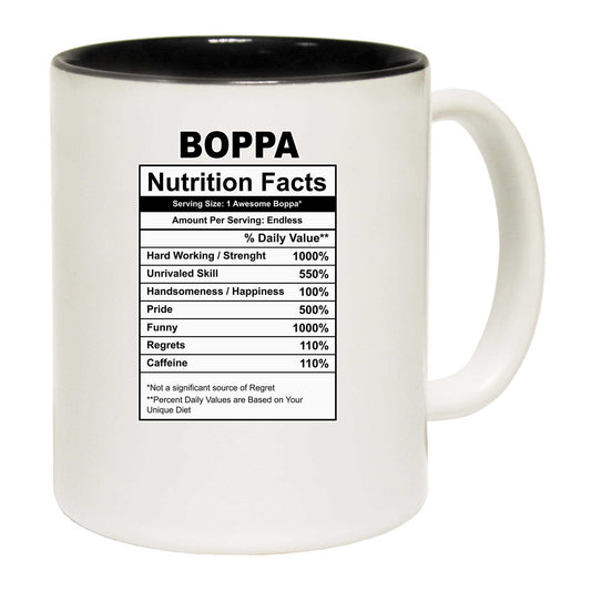 Boppa Nutrition Facts - Funny Coffee Mug