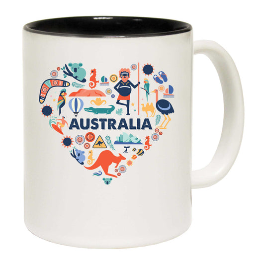 Australia Love Heart Icons Ozzie Country - Funny Coffee Mug