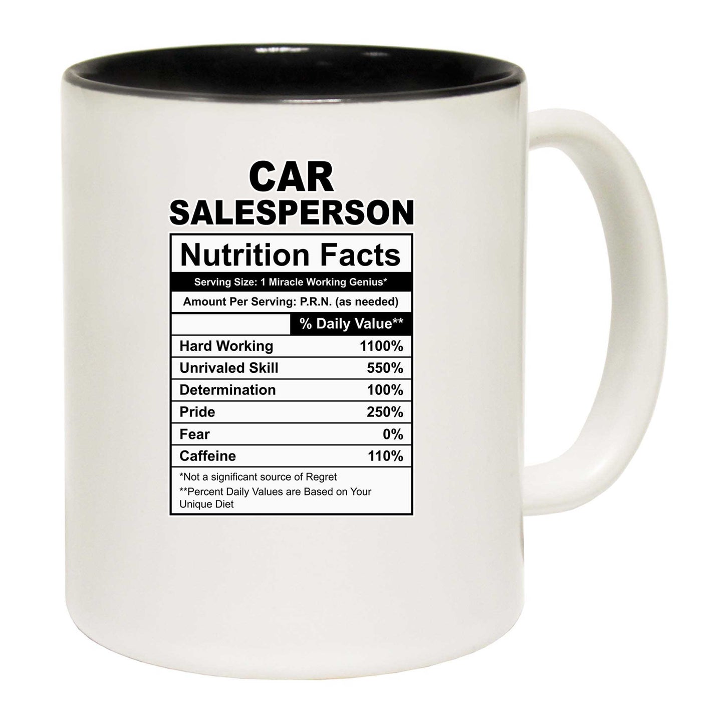 Car Salesperson Nutrition Facts - Funny Coffee Mug