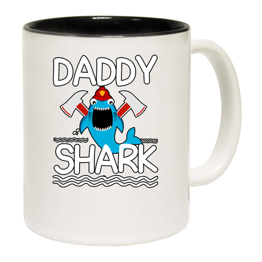 Daddy Shark Dad Father Firefighter - Funny Coffee Mug