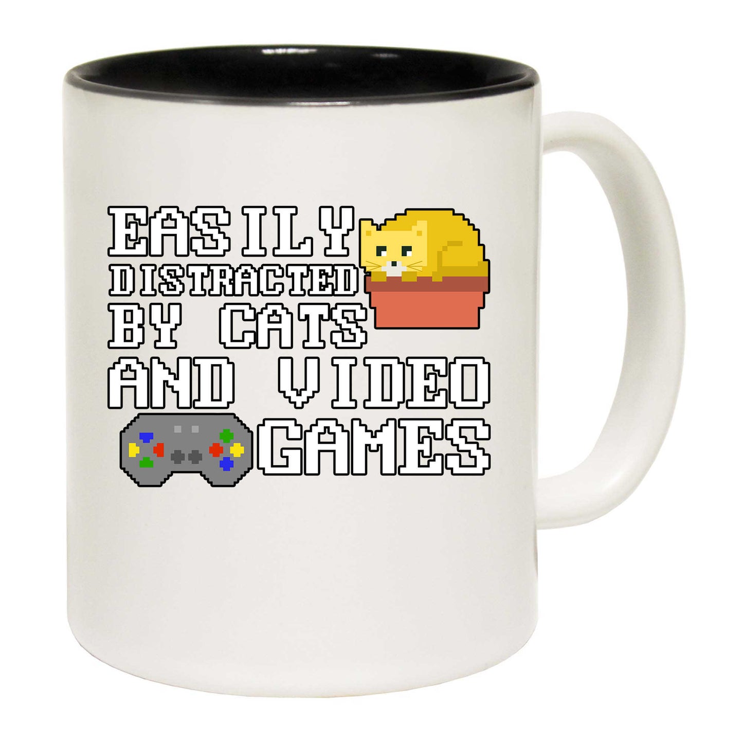 Easily Distracted By Cats And Video Games - Funny Coffee Mug