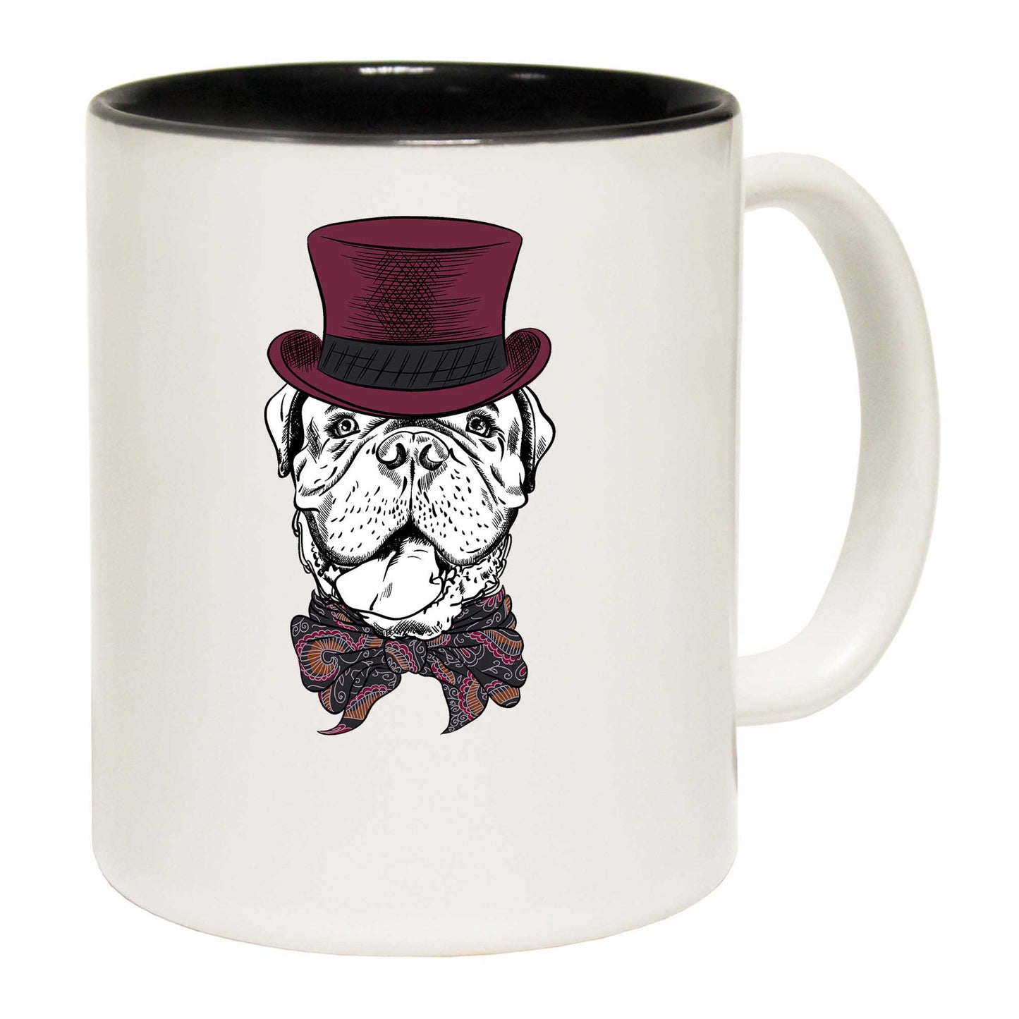 French Mastiff Dog Cartoon Hipster Top Hat - Funny Coffee Mug