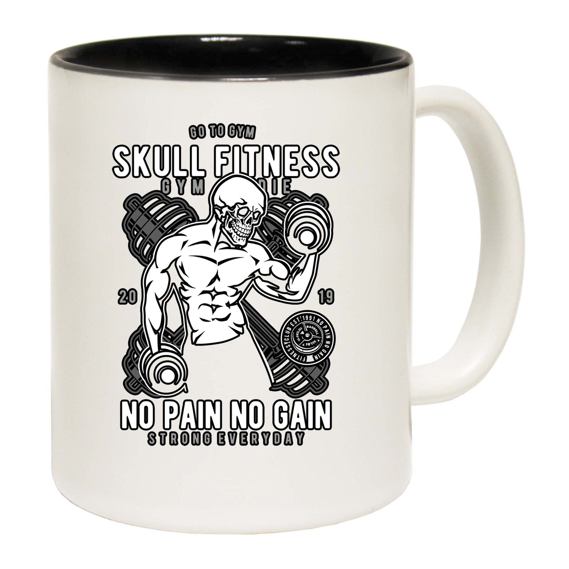 Skull Fitness Gym No Pain No Gain Bodybuilding - Funny Coffee Mug