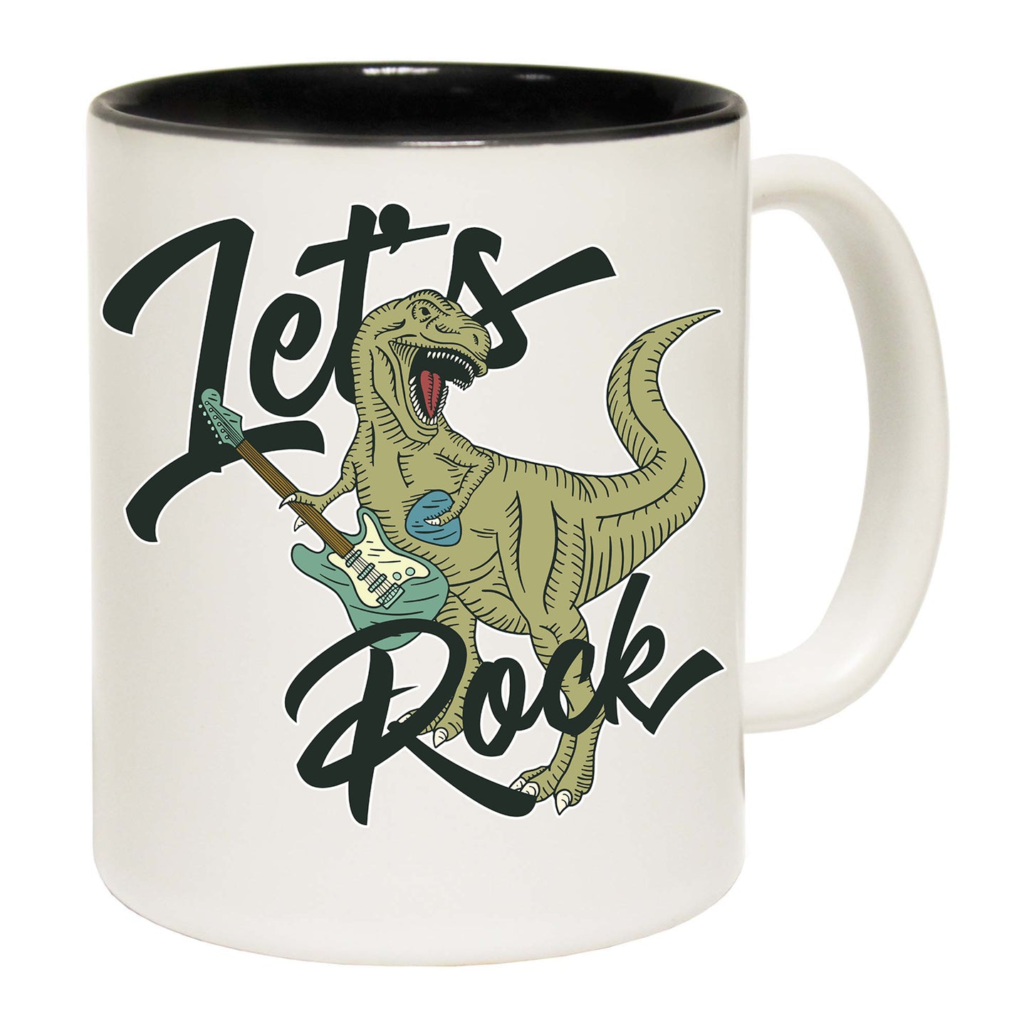 Lets Rock T Rex Trex Dinosaur Guitar - Funny Coffee Mug