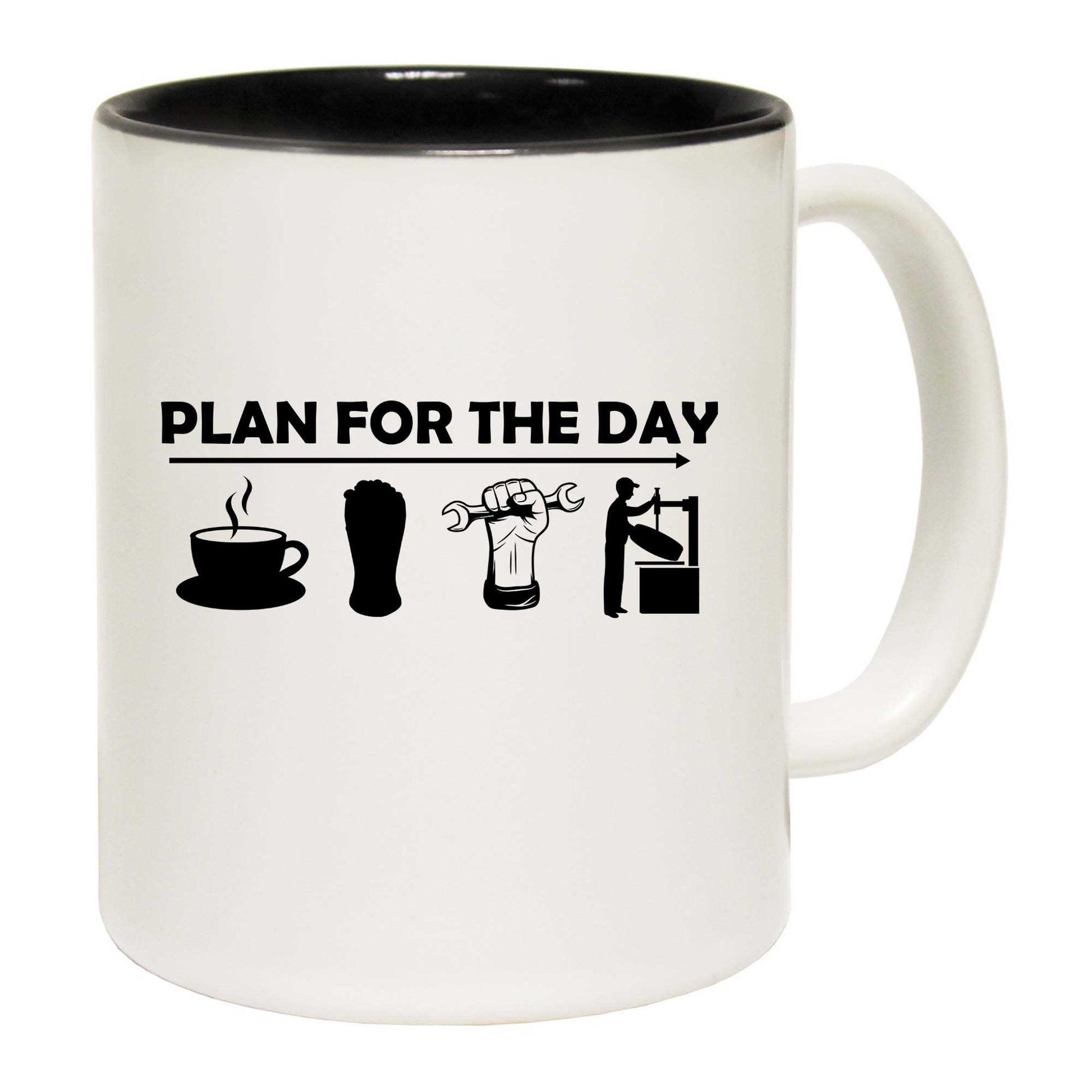 Plan For The Day Mechanics Coffee Wrench Beer Adult Humor - Funny Coffee Mug