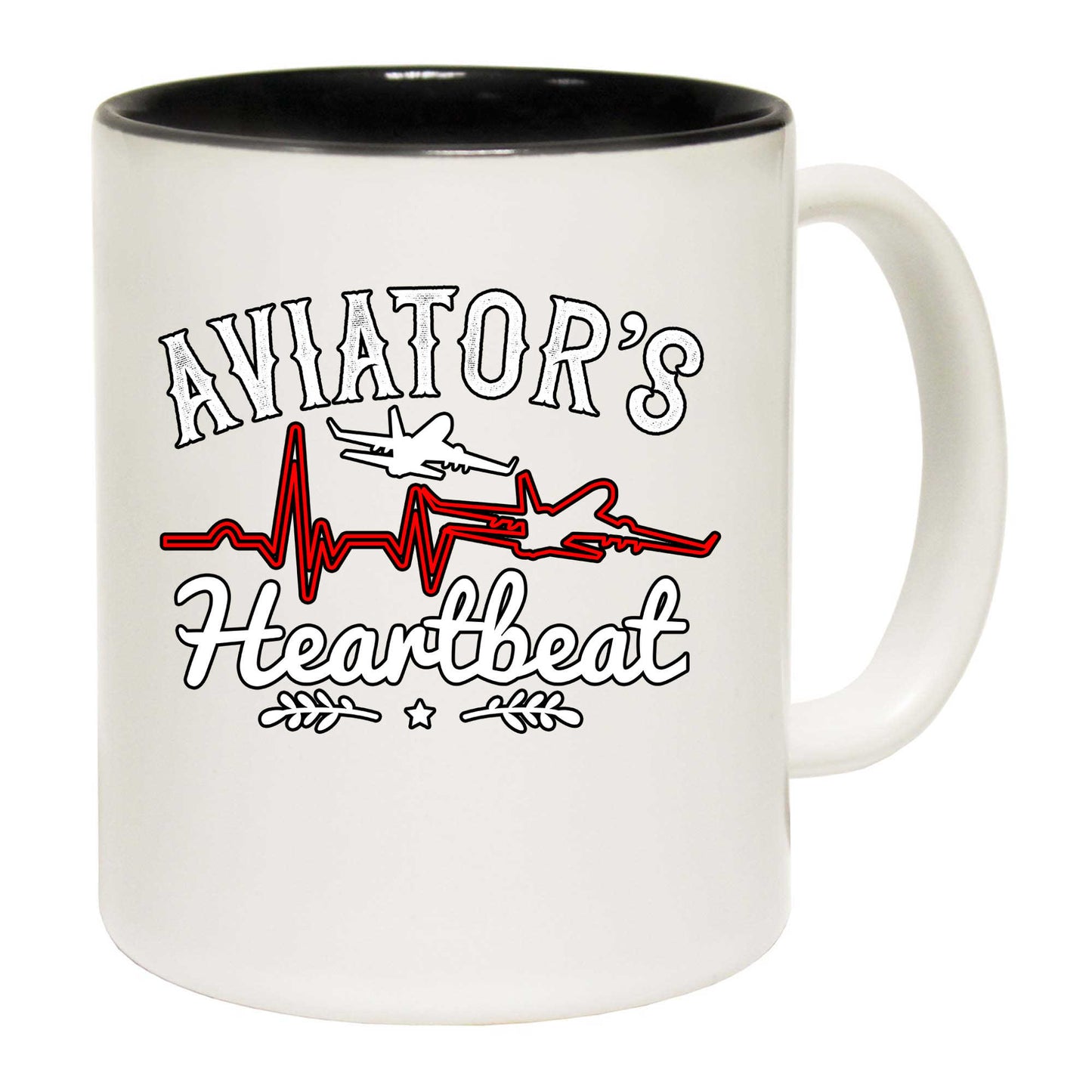 Aviators Heartbeat Pulse Plane Pilot - Funny Coffee Mug