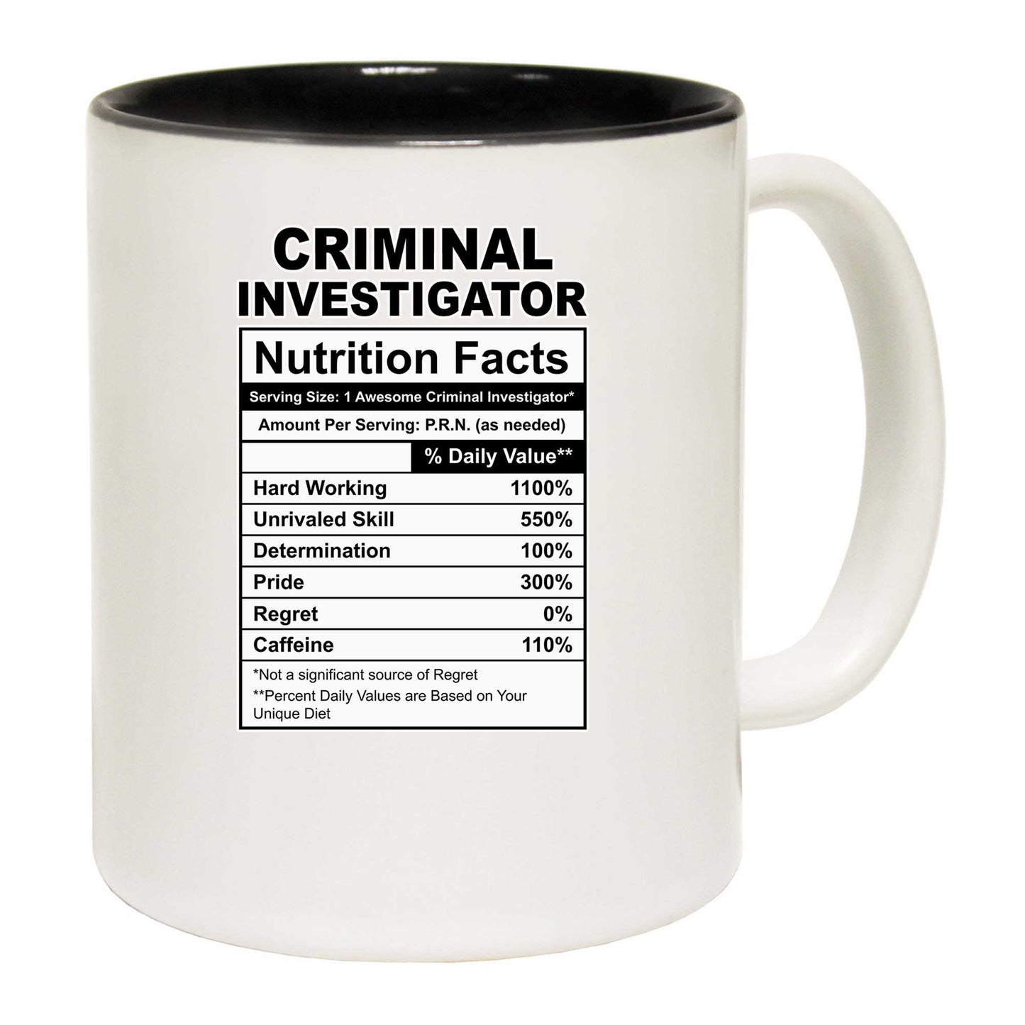 Criminal Investigator Nutrition Facts - Funny Coffee Mug