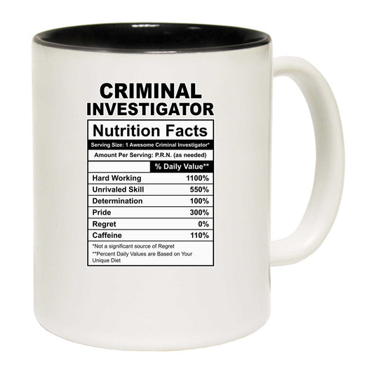 Criminal Investigator Nutrition Facts - Funny Coffee Mug