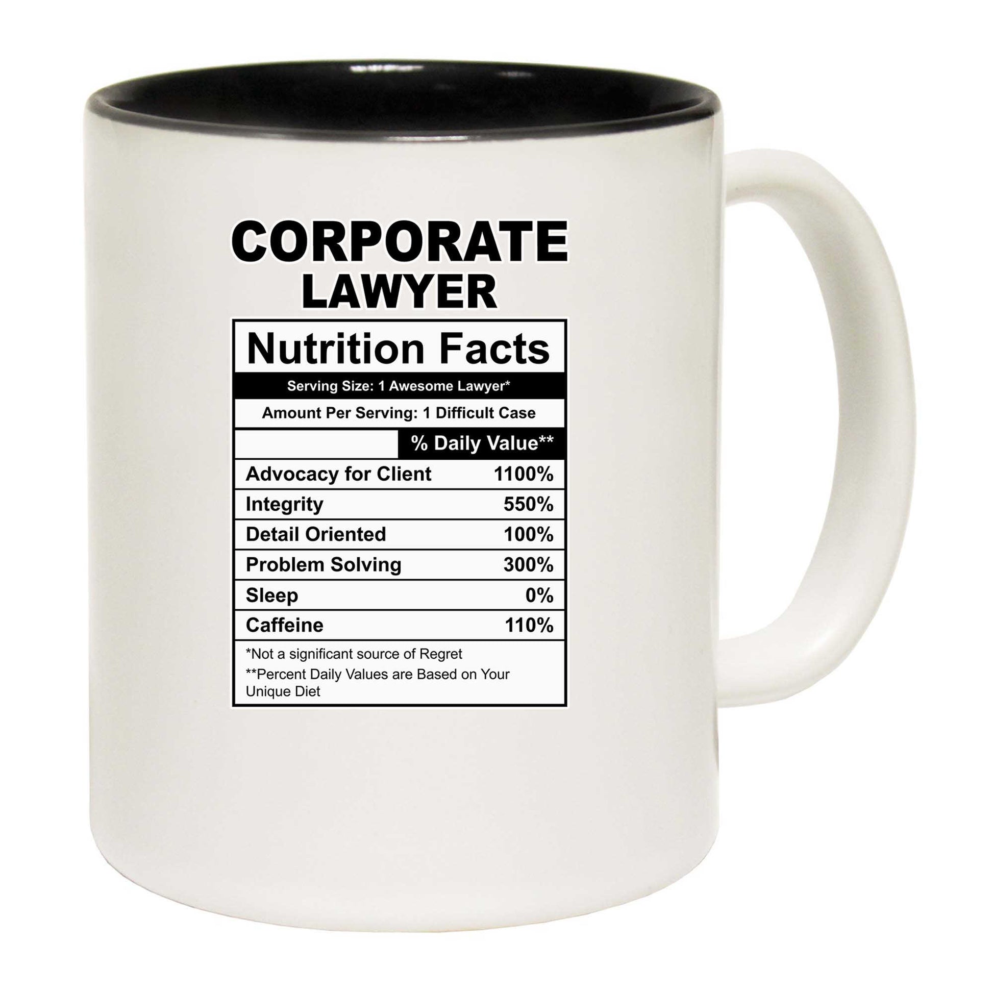 Corporate Lawyer Nutrition Facts - Funny Coffee Mug