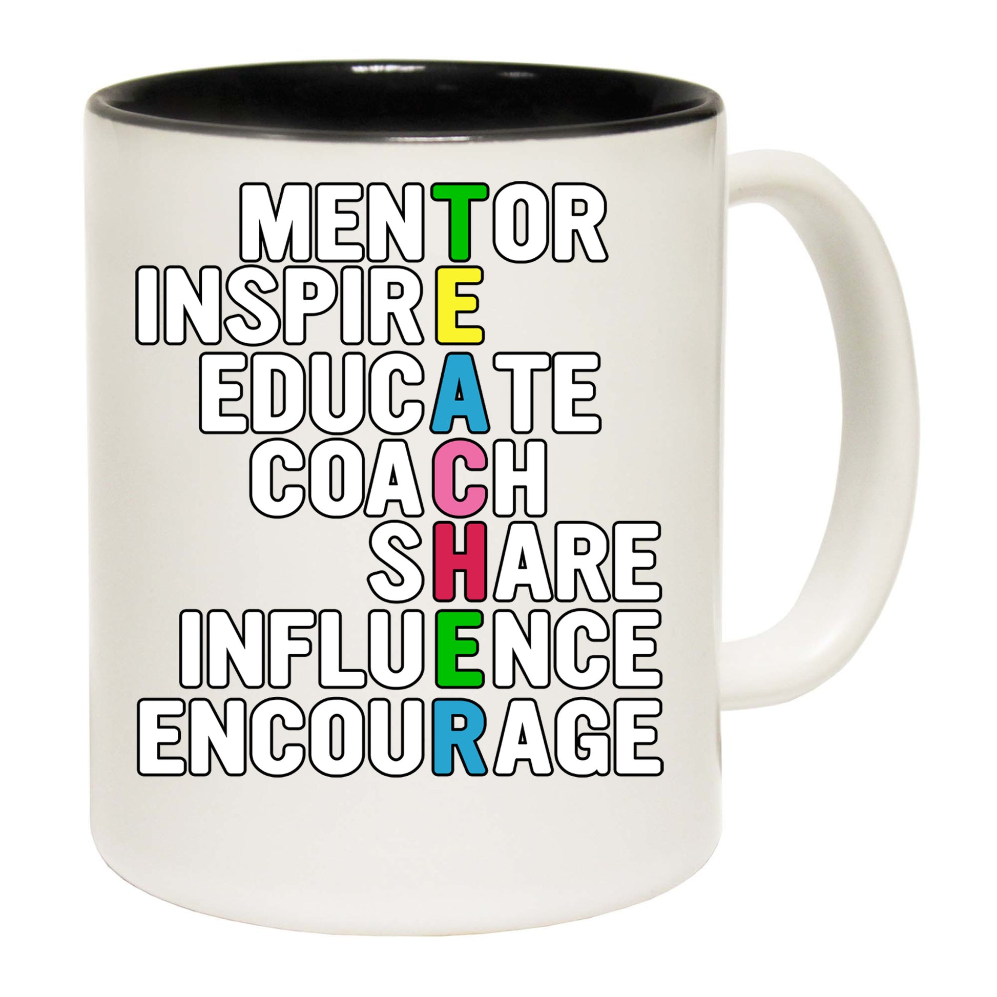 Teacher Words Inspire Educate Coach - Funny Coffee Mug