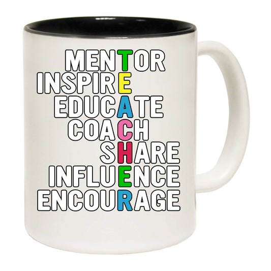 Teacher Words Inspire Educate Coach - Funny Coffee Mug