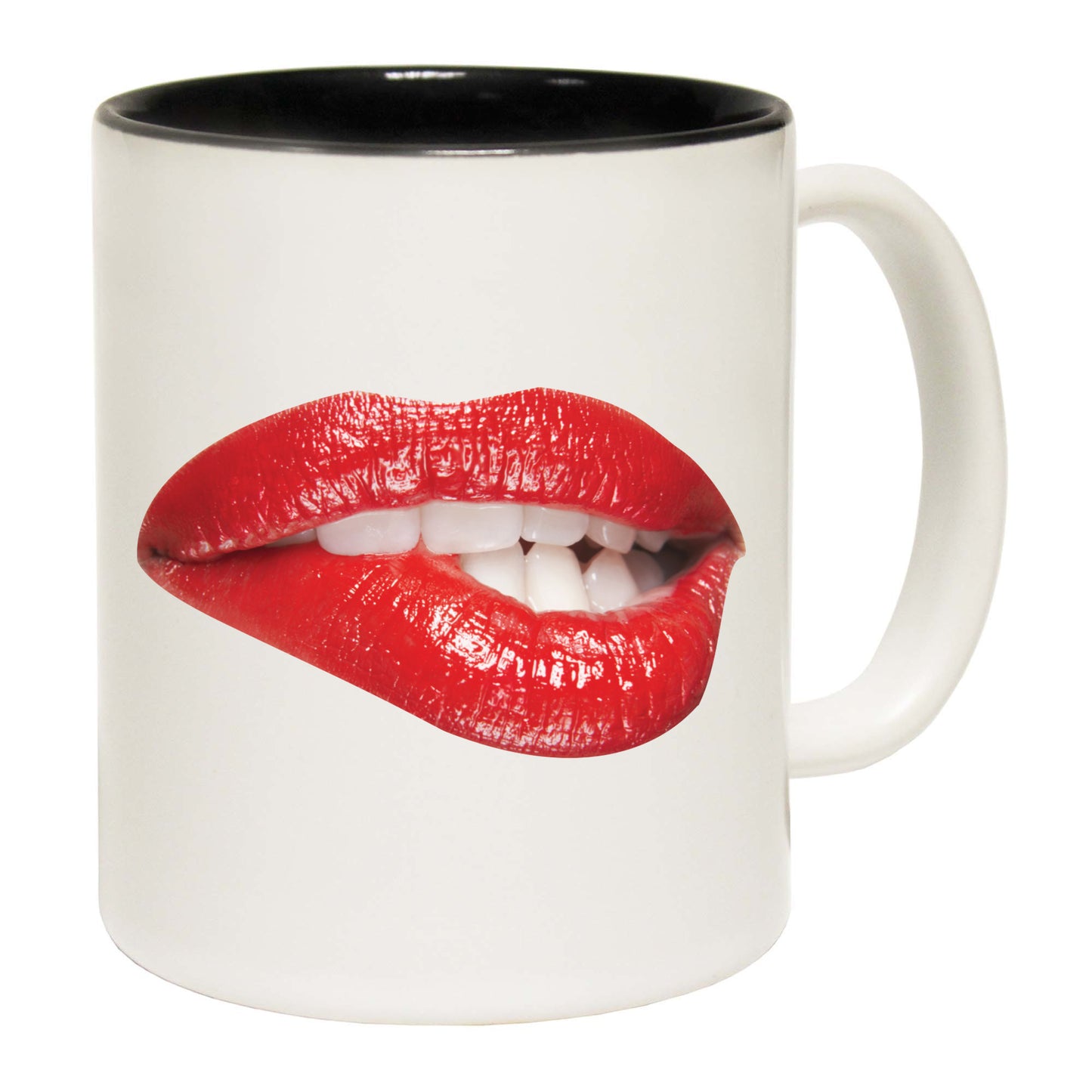 Biting Red Lips - Funny Coffee Mug