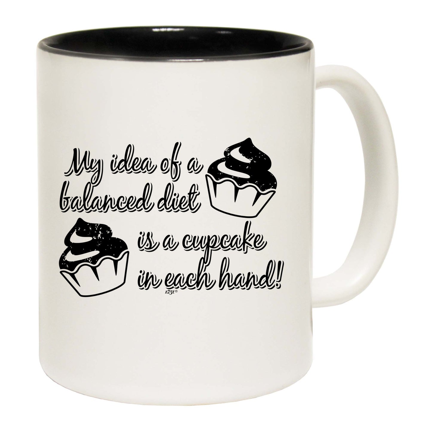 Balanced Diet Is A Cupcake Each Hand - Funny Coffee Mug