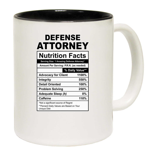 Defense Attorney Nutrition Facts - Funny Coffee Mug