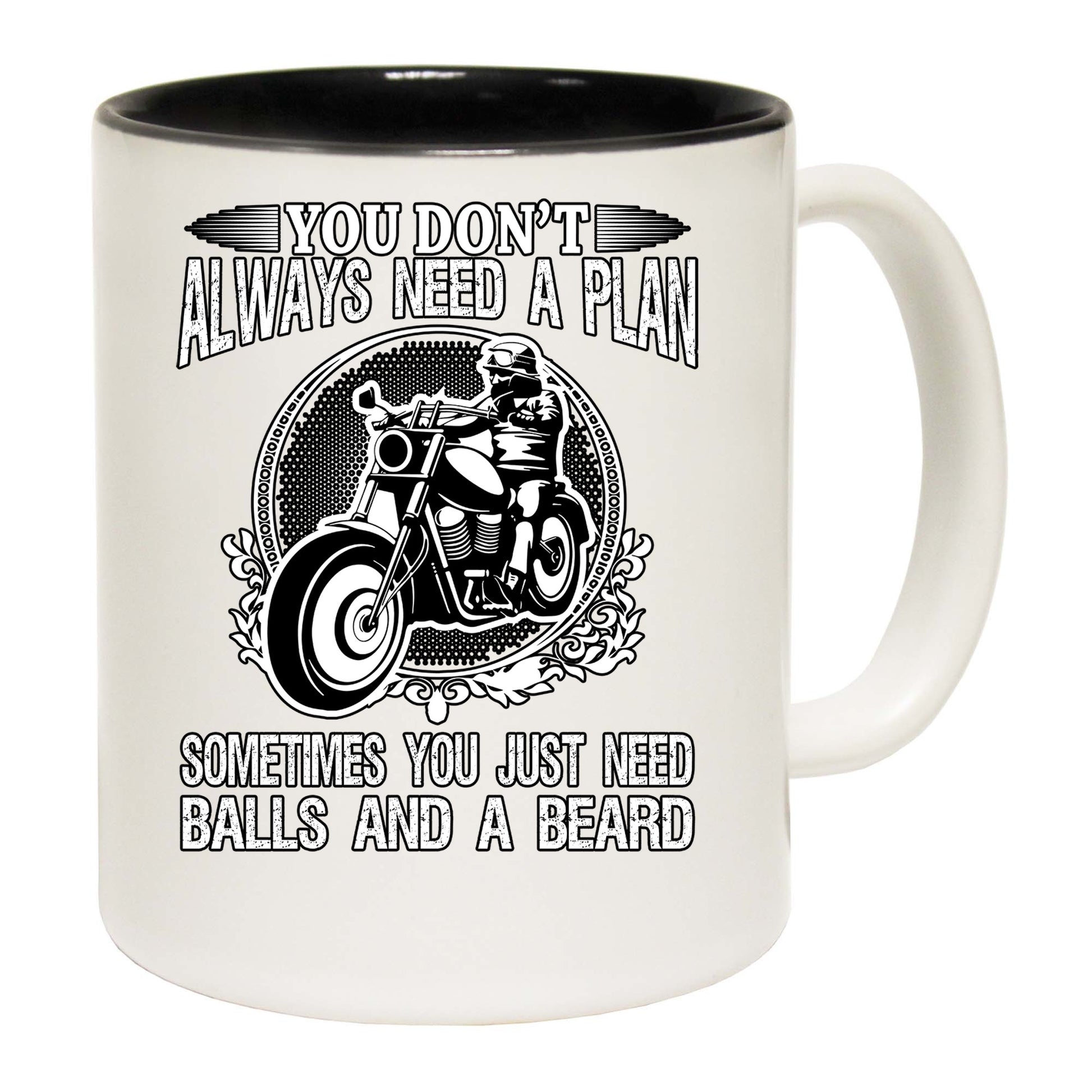 You Dont Need A Plan Balls Beard Motorcycle Motorbike - Funny Coffee Mug