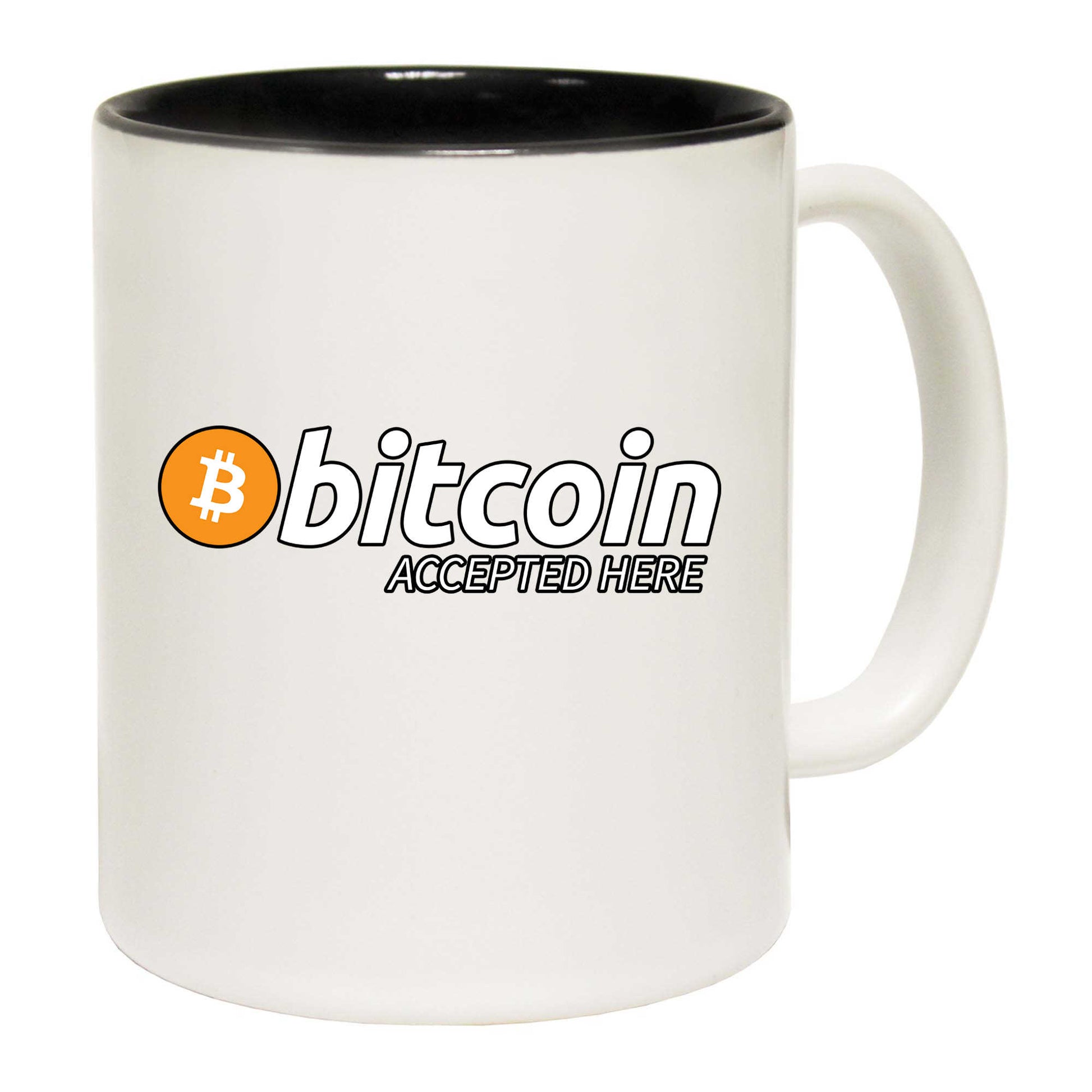 Bitcoin Accepted Here Crypto Currency Logo Trader Investor - Funny Coffee Mug