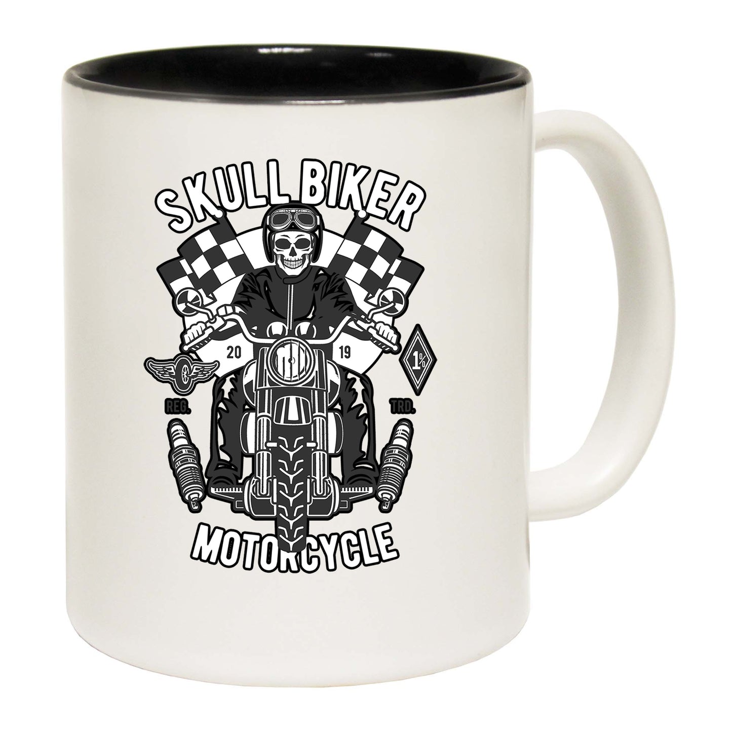 Skull Biker Motorcycle Motorbike - Funny Coffee Mug