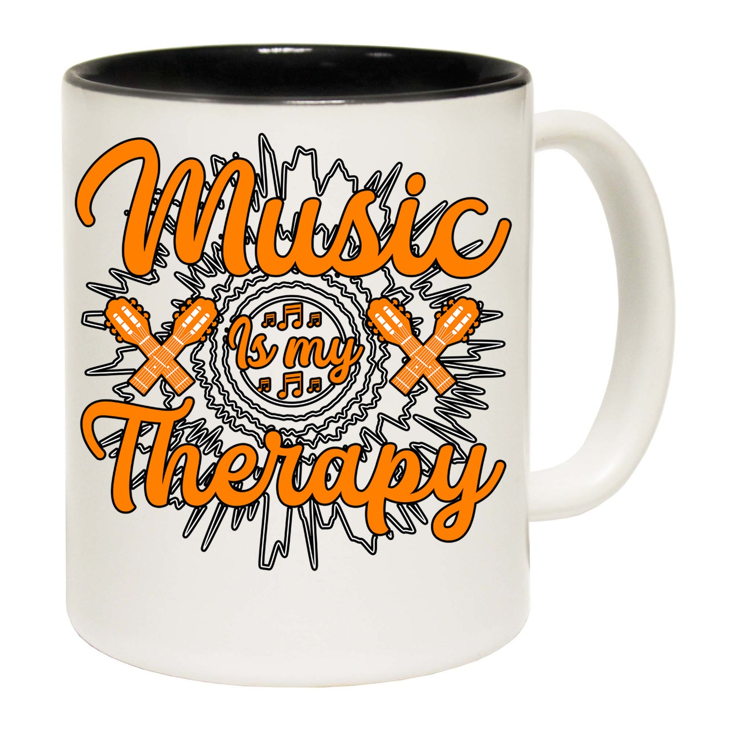 Music Is My Therapy Guitar Bass Electric - Funny Coffee Mug