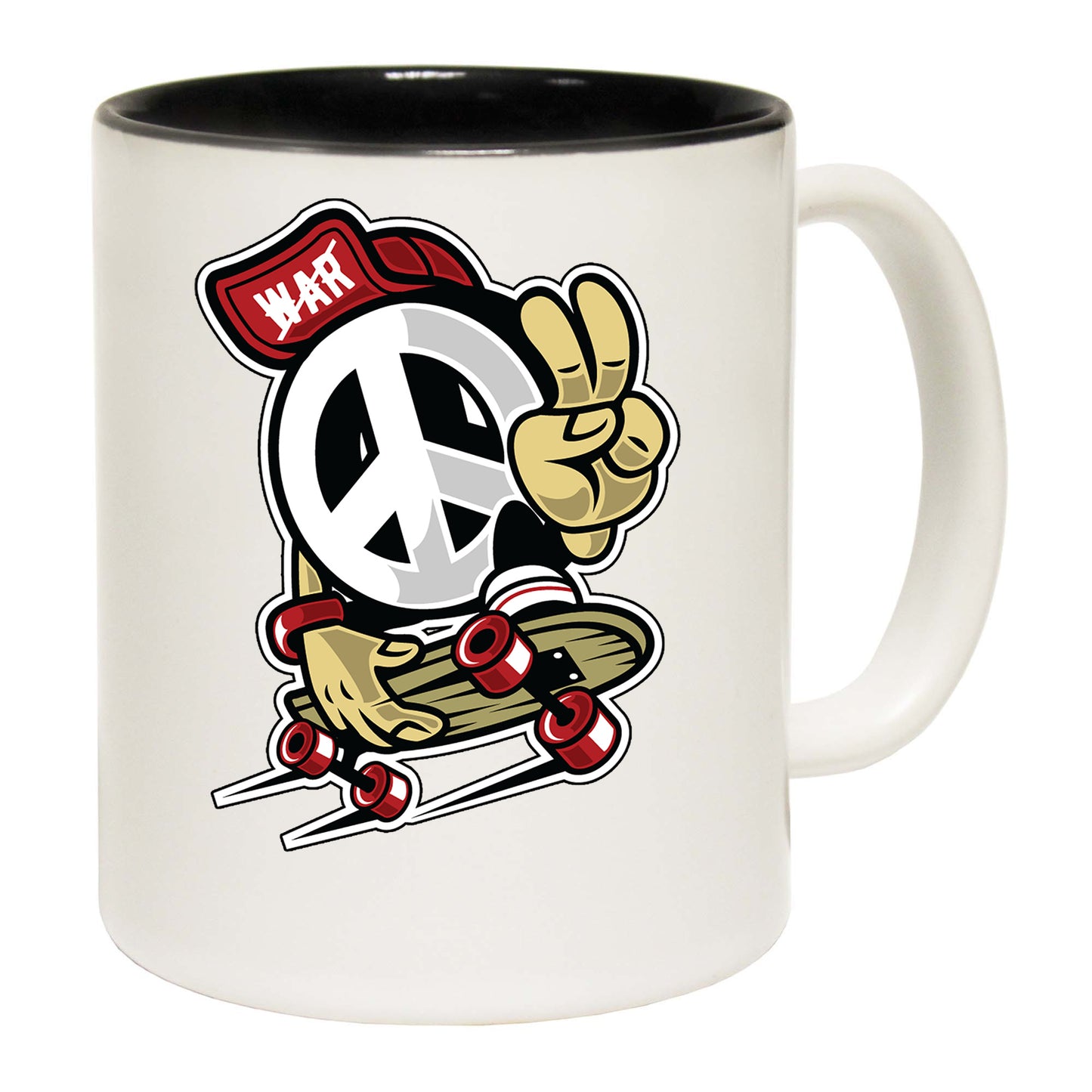 Peace Skater Cartoon Retro Skateboard - Funny Coffee Mug