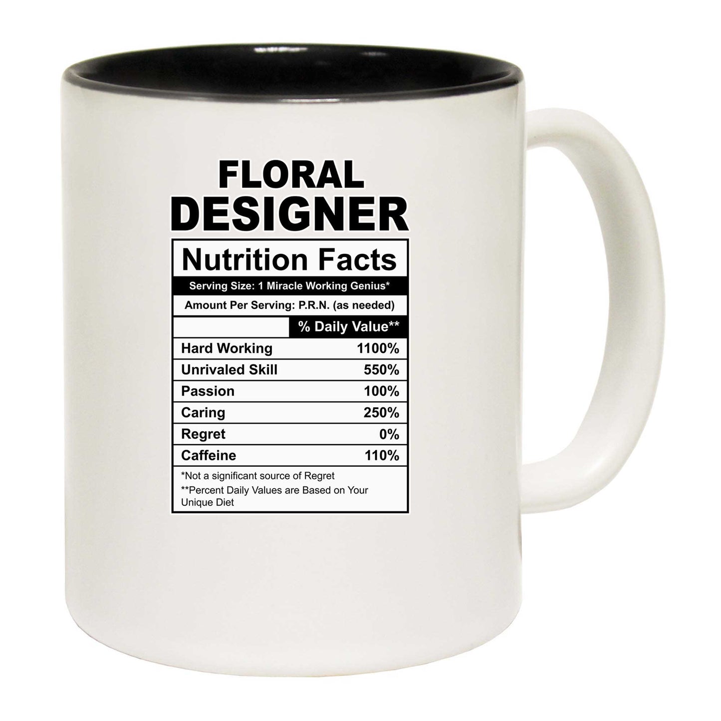 Floral Designer Nutrition Facts - Funny Coffee Mug