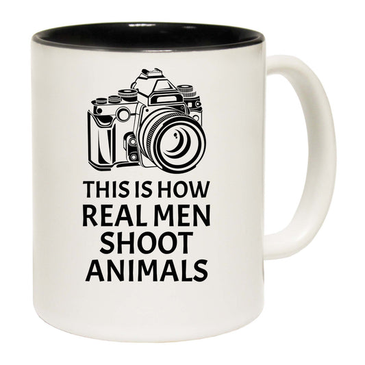 This Is How Real Men Shoot Animals Camera Vegan - Funny Coffee Mug