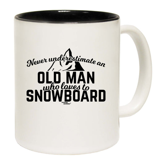 Pm Never Understimate Old Man Who Loves To Snowboard - Funny Coffee Mug