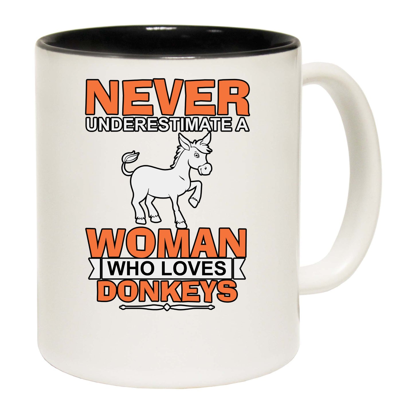 Never Underestimate A Woman Who Loves Donkeys - Funny Coffee Mug