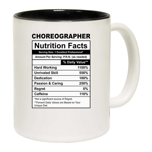 Choreographer Nutrition Facts - Funny Coffee Mug