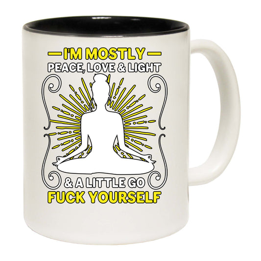 Yoga Mostly Peace Love And Light - Funny Coffee Mug