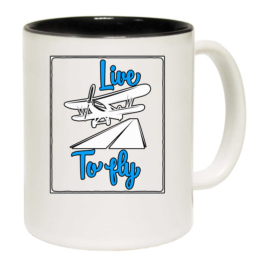 Live To Fly Plane Aviation Pilot - Funny Coffee Mug