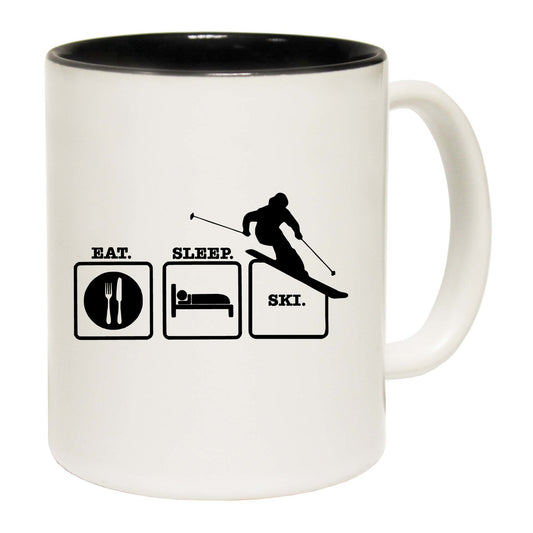 Eat Sleep Ski Outside Box - Funny Coffee Mug