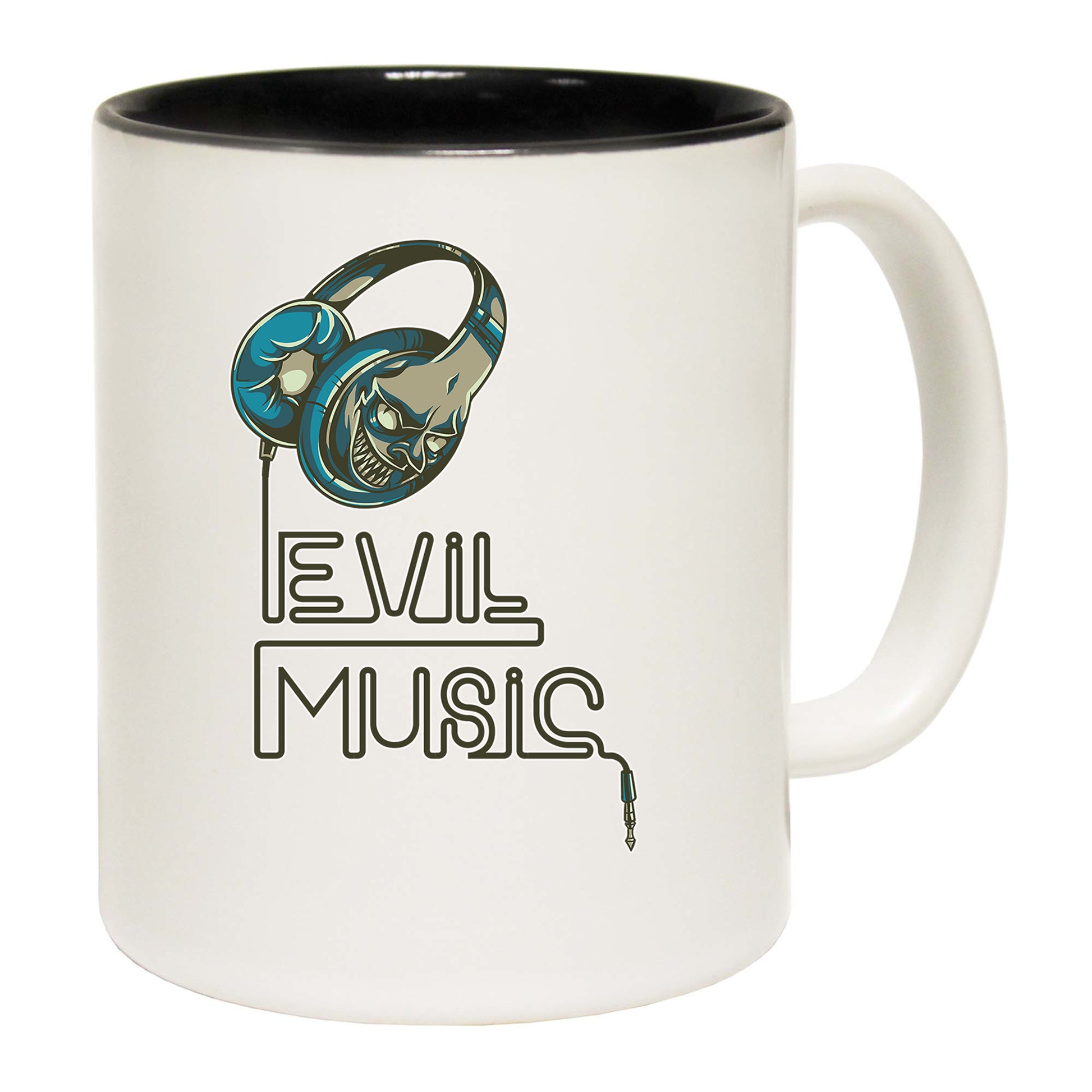 Evil Music Skull Headphones Dj - Funny Coffee Mug