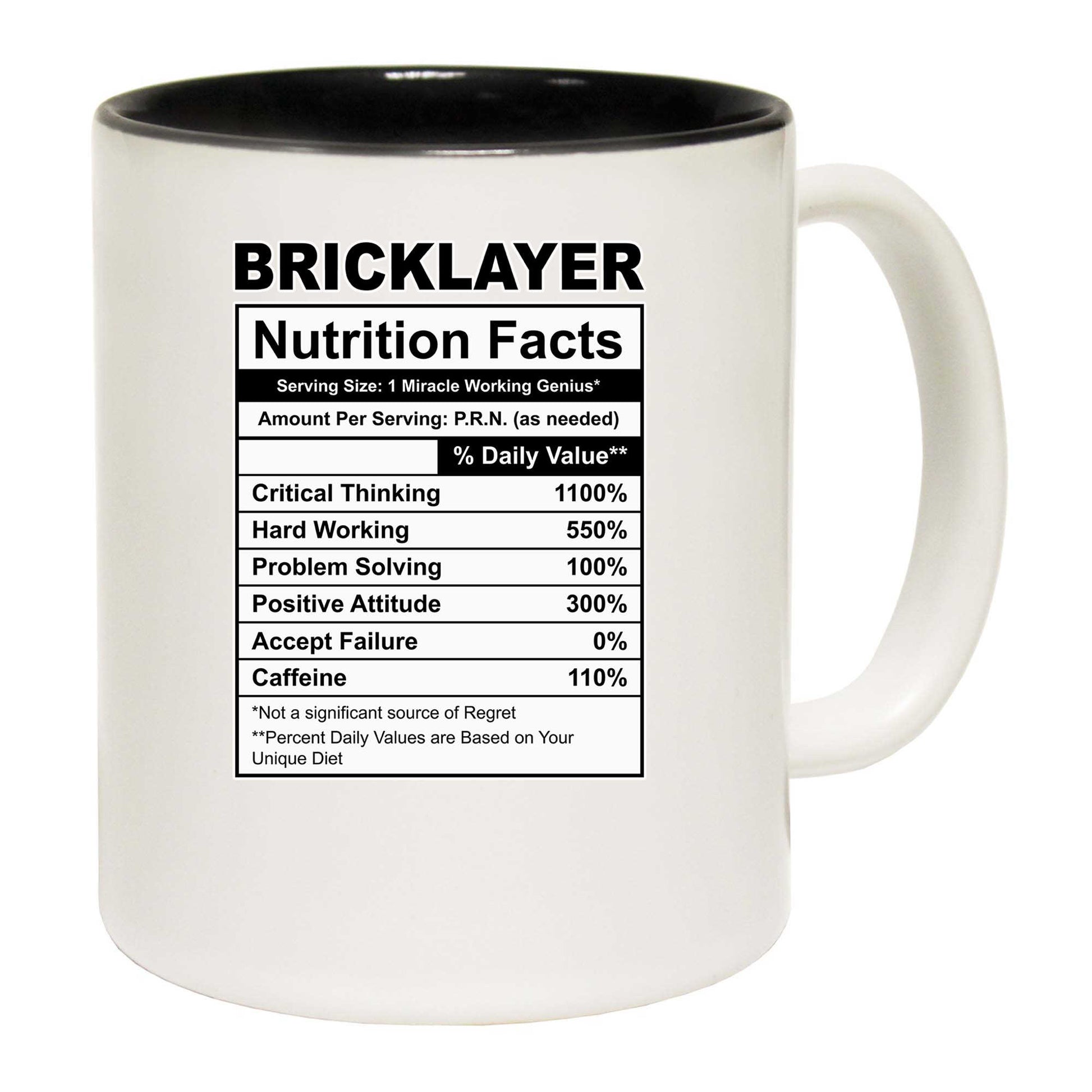 Bricklayer Nutrition Facts - Funny Coffee Mug