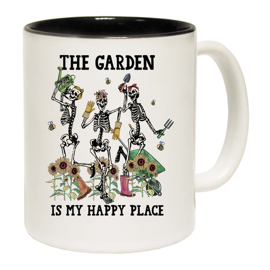 The Garden Is My Happy Place Gardening Skeleton - Funny Coffee Mug