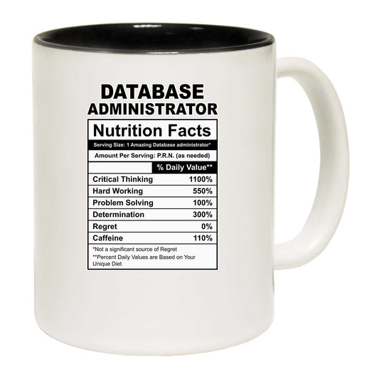 Database Administrator Nutrition Facts - Funny Coffee Mug