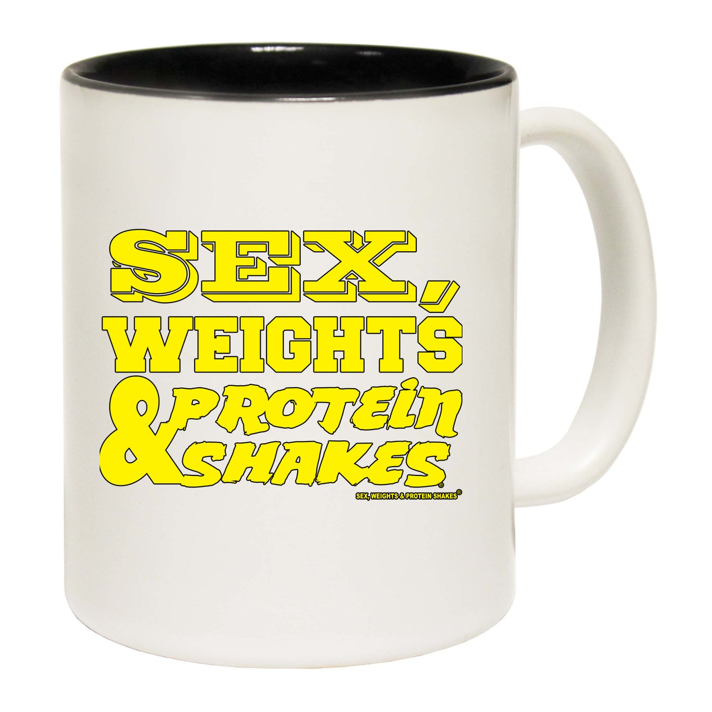 Swps Sex Weights Protein Shakes D1 Yellow - Funny Coffee Mug