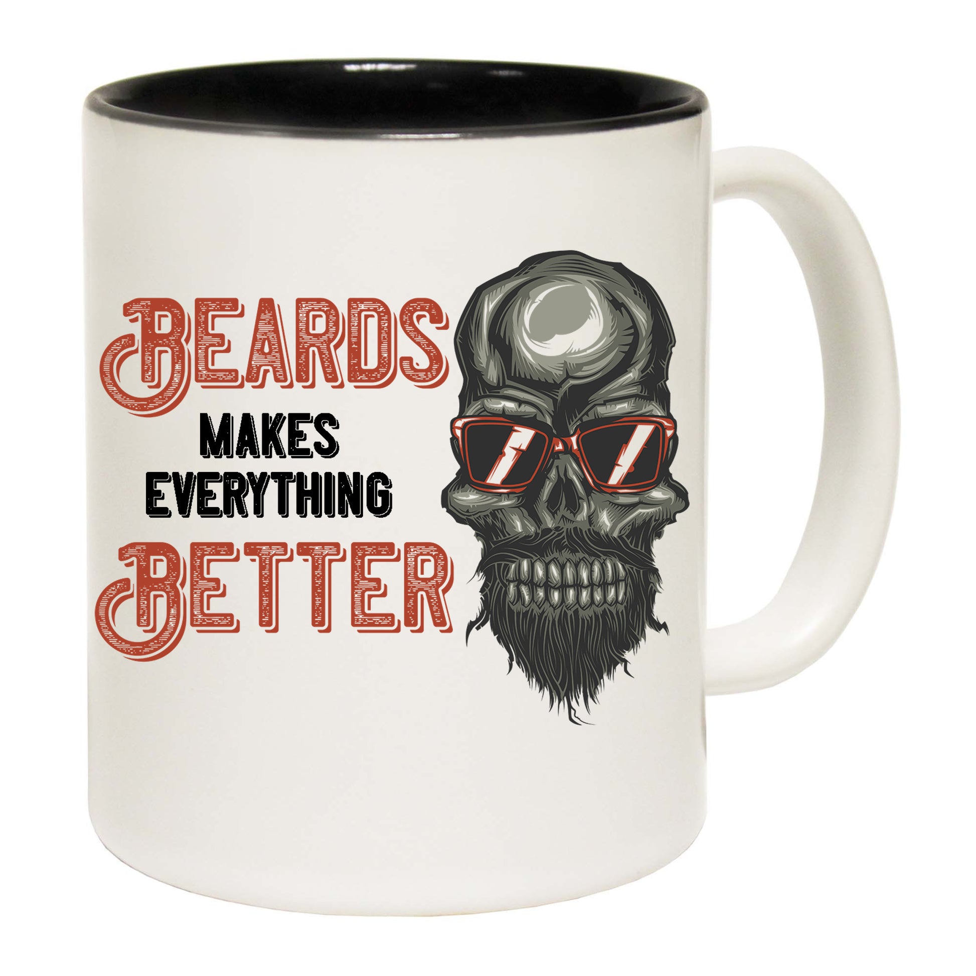 Biker Skull Beards Make Everything Better Motorbike Motorcycle - Funny Coffee Mug