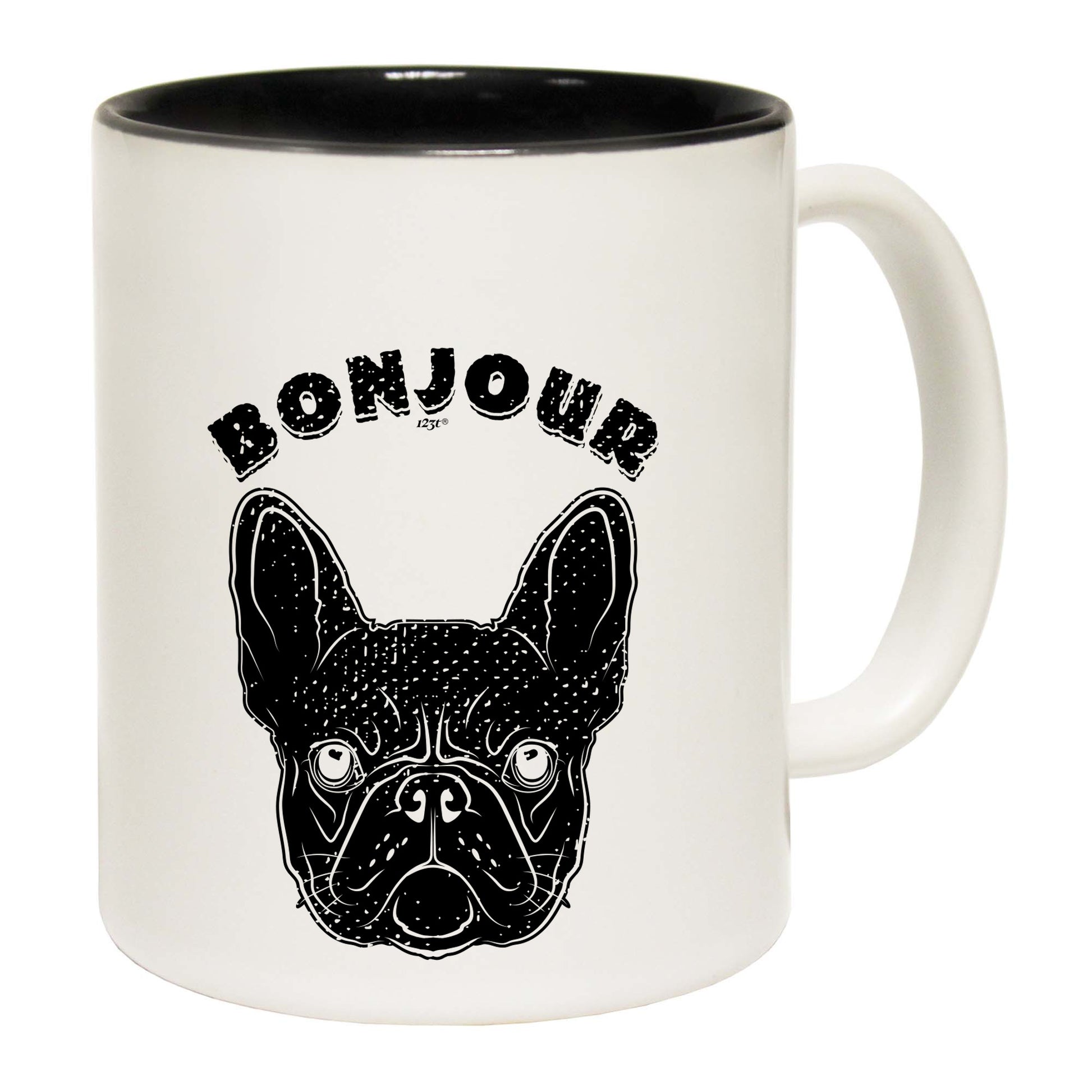 Bonjour Bulldog Face - Funny Coffee Mug