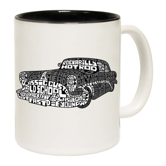 Oldskool Car Calligram Hotrod Classic - Funny Coffee Mug