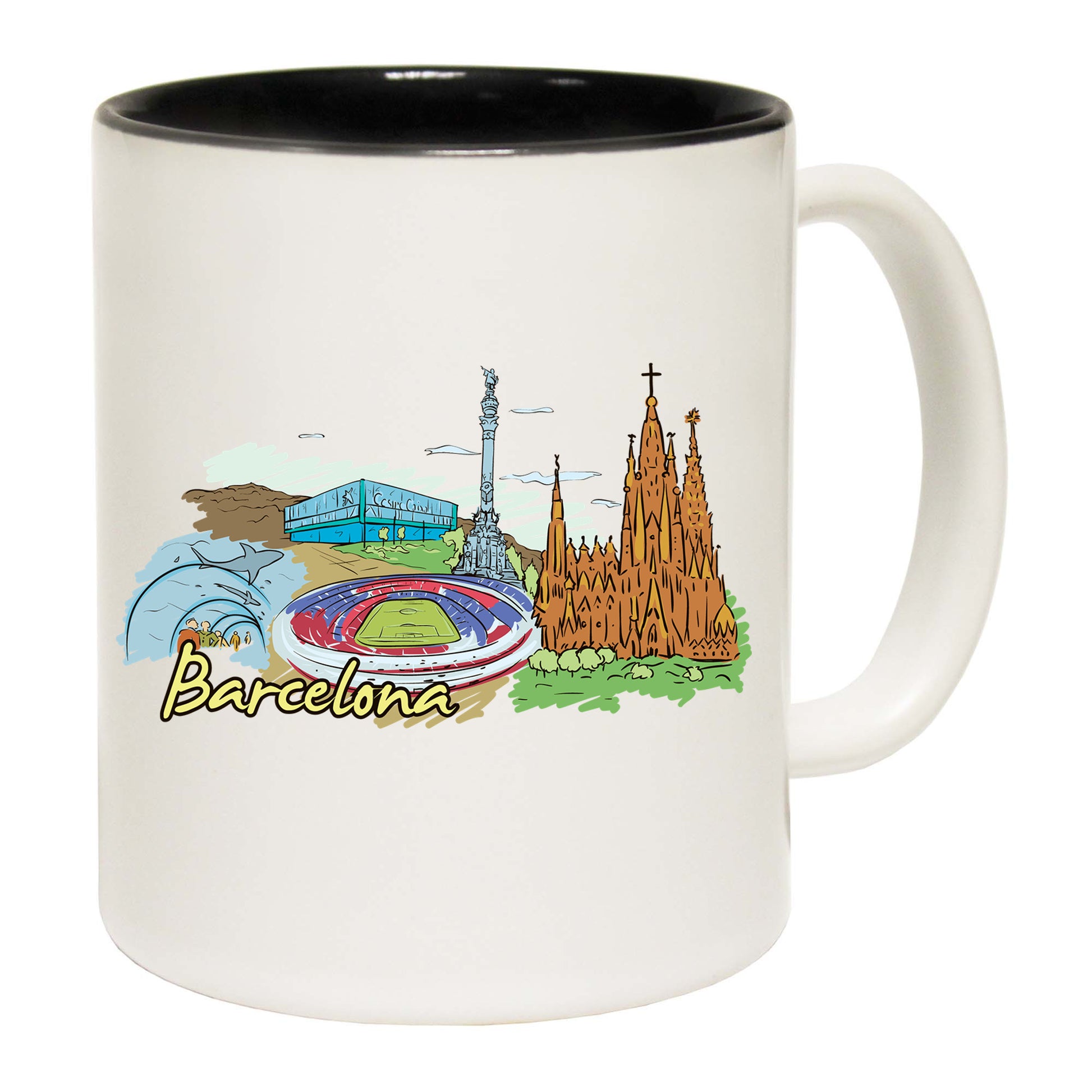 Barcelona Spain Country Flag Destination - Funny Coffee Mug