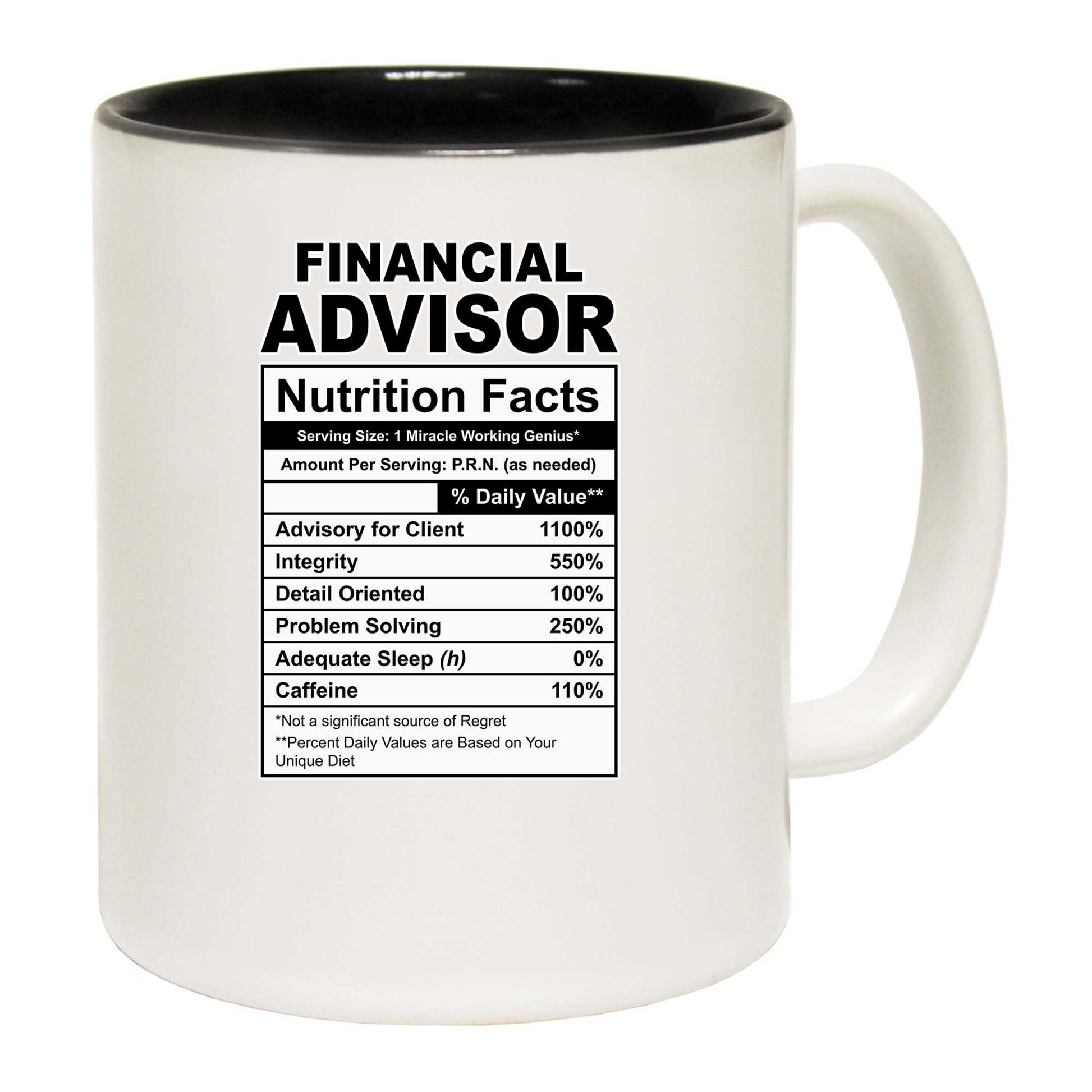 Financial Advisor Nutrition Facts - Funny Coffee Mug