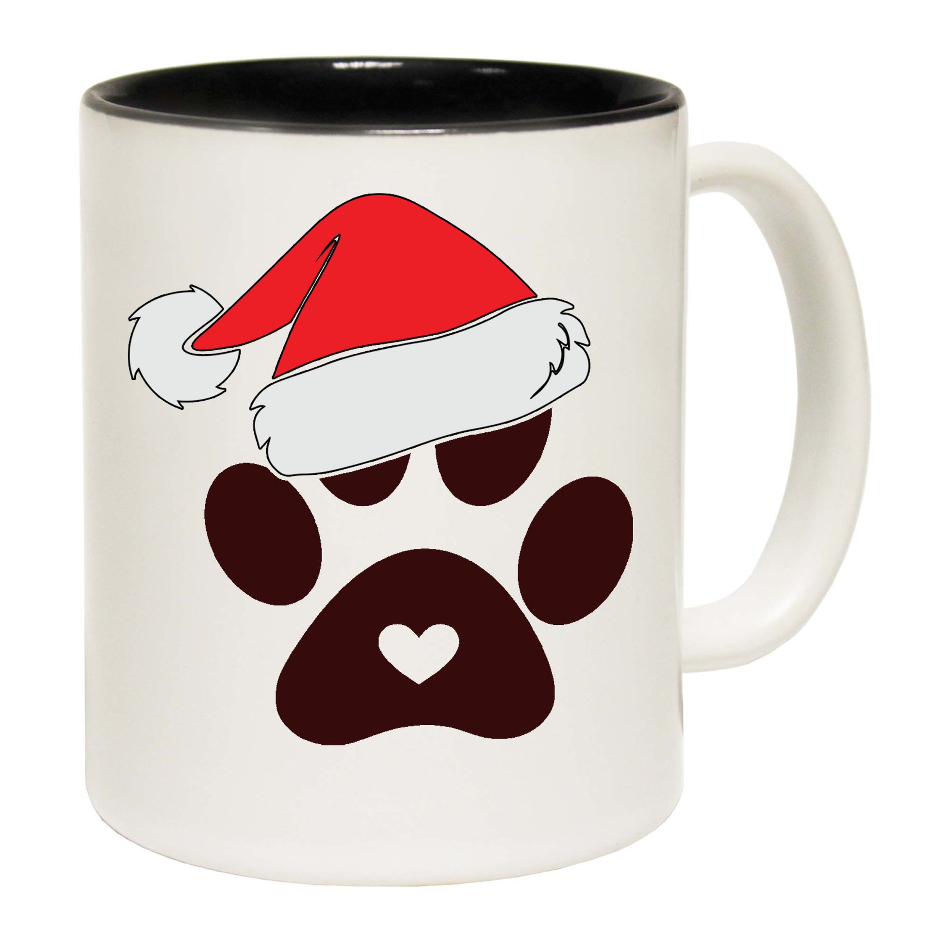 Paw Print Santa Christmas Hat Dog - Funny Coffee Mug