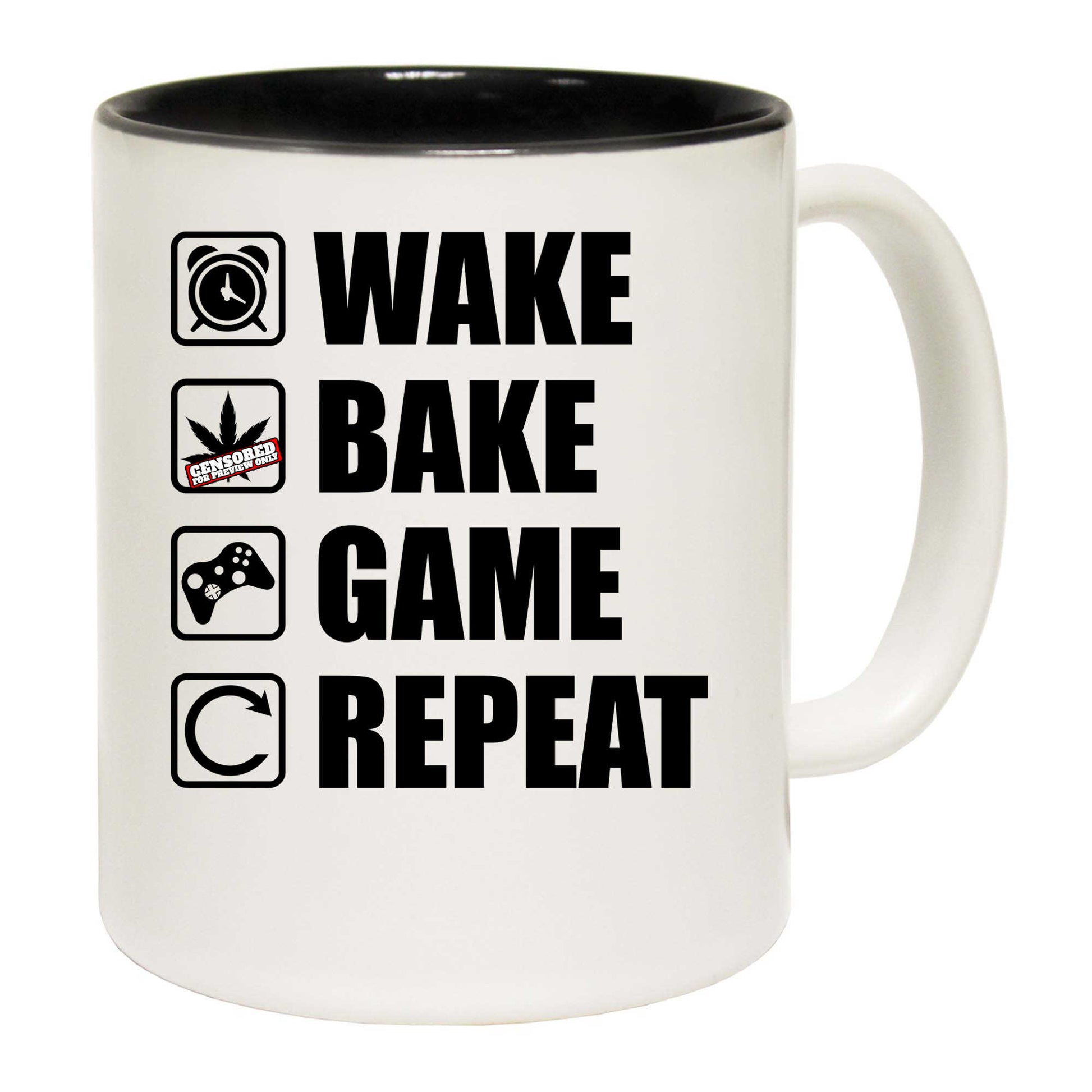 Wake Bake Game Repeat Gamer Games - Funny Coffee Mug