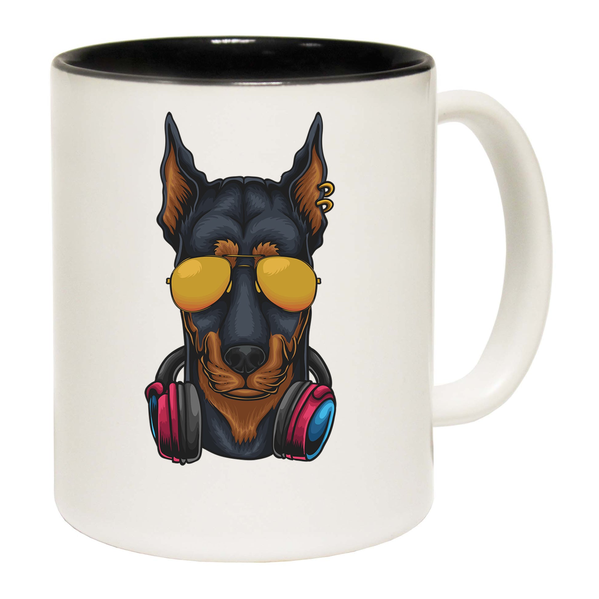 Cool Dobberman Dog Headphone Sunglasses - Funny Coffee Mug