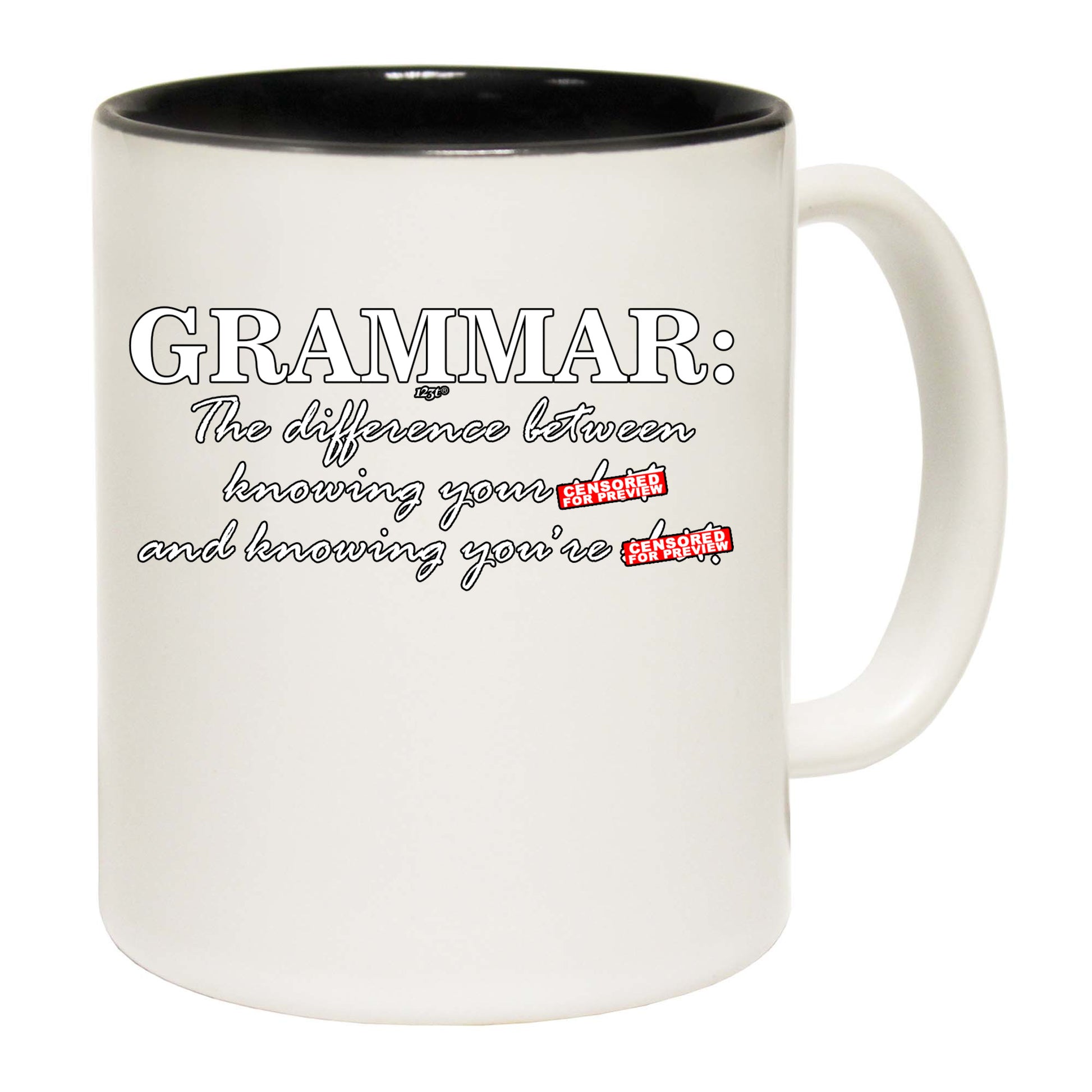 Grammer The Difference Between Knowing - Funny Coffee Mug