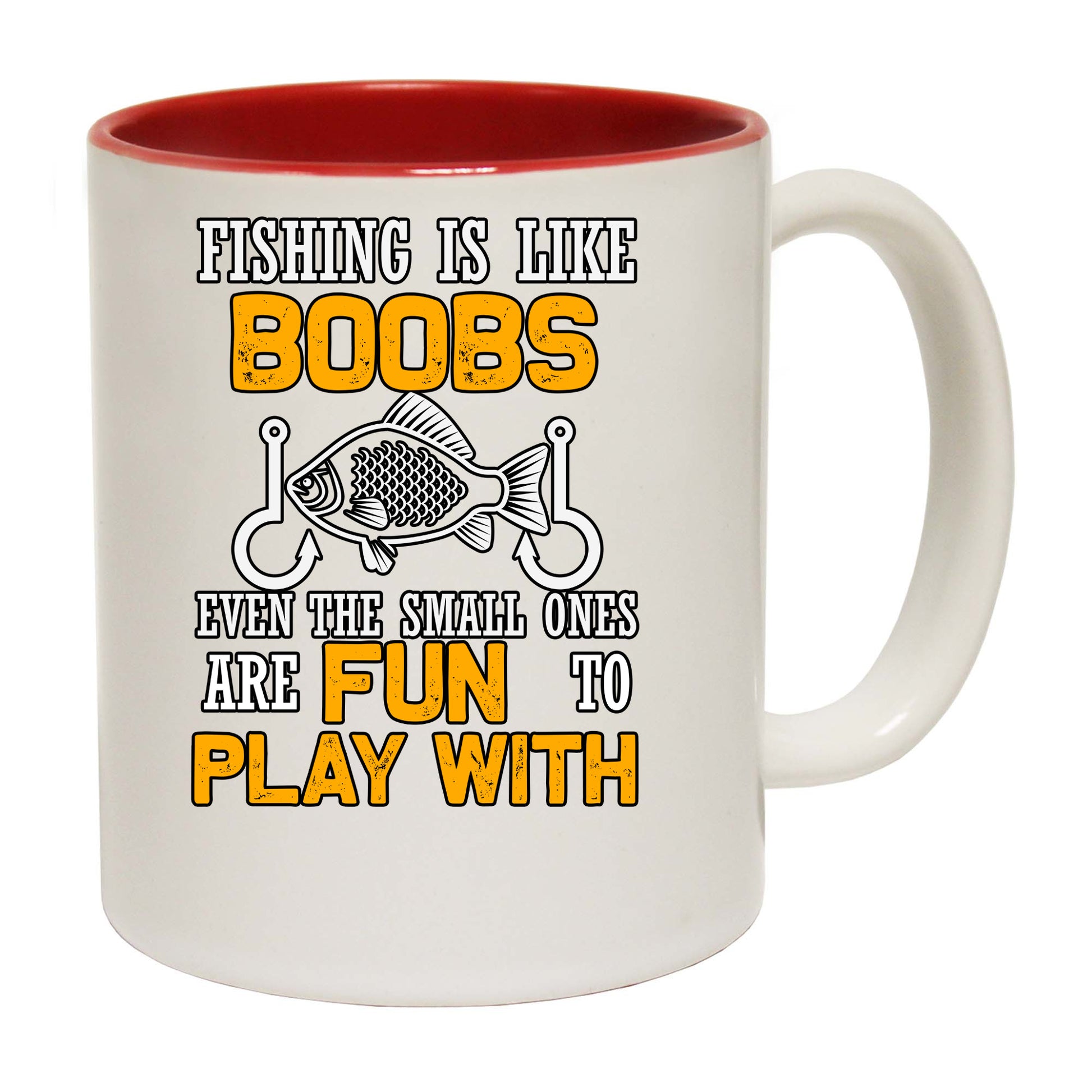 Fishing Is Like Boobs Even The Small Ones Are Fun To Play With - Funny Coffee Mug