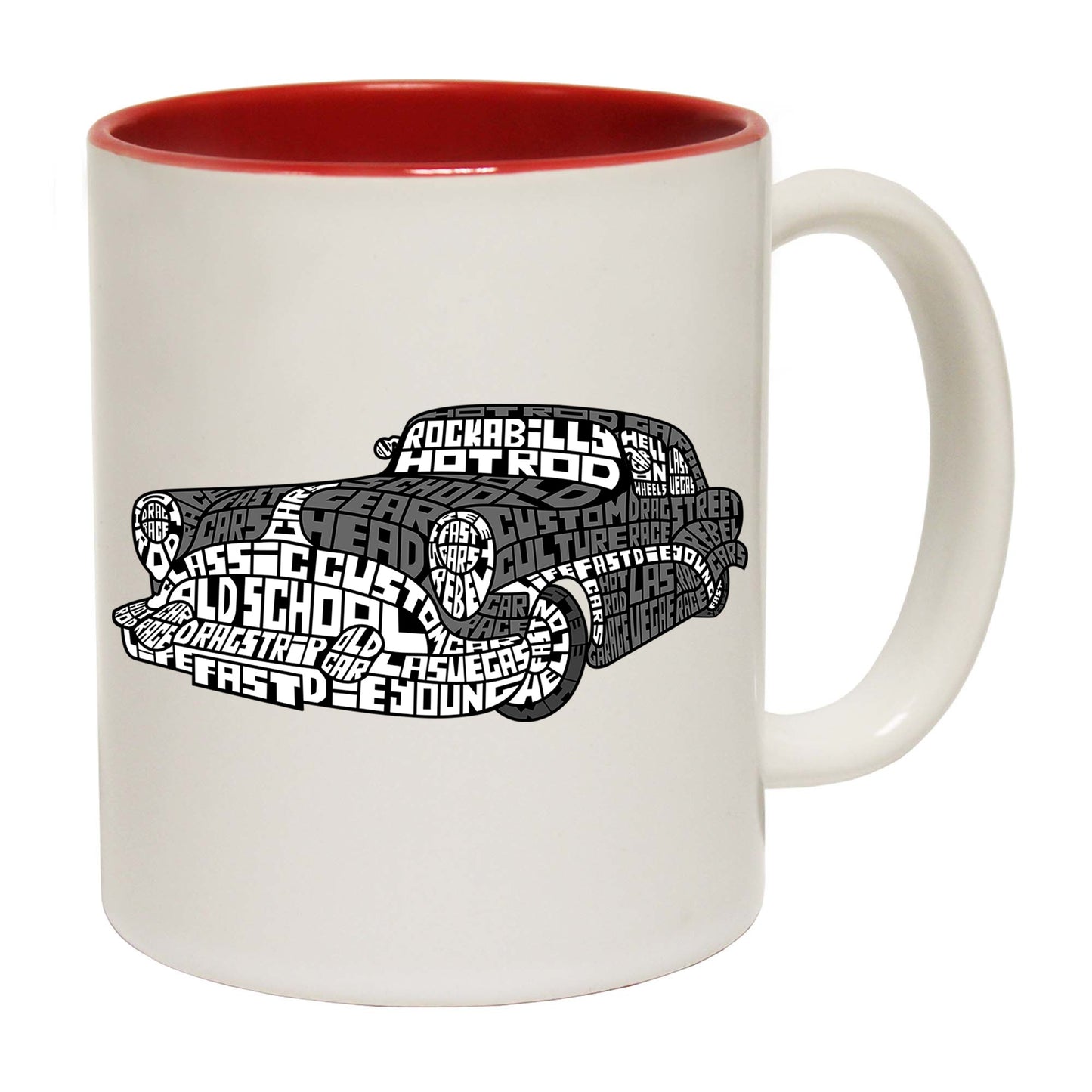 Oldskool Car Calligram Hotrod Classic - Funny Coffee Mug