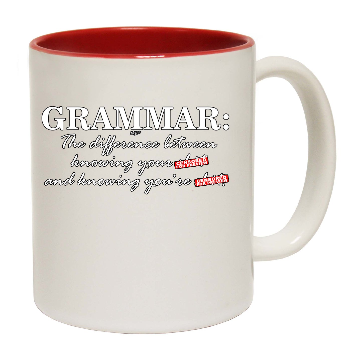 Grammer The Difference Between Knowing - Funny Coffee Mug