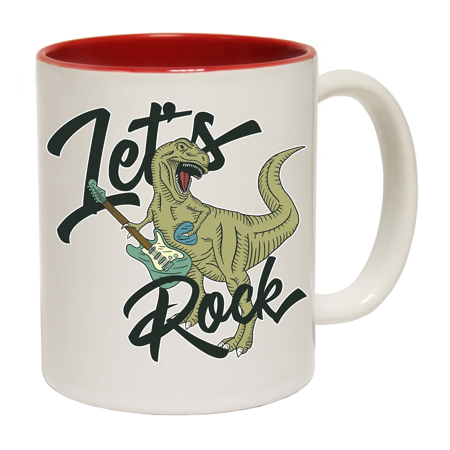 Lets Rock T Rex Trex Dinosaur Guitar - Funny Coffee Mug