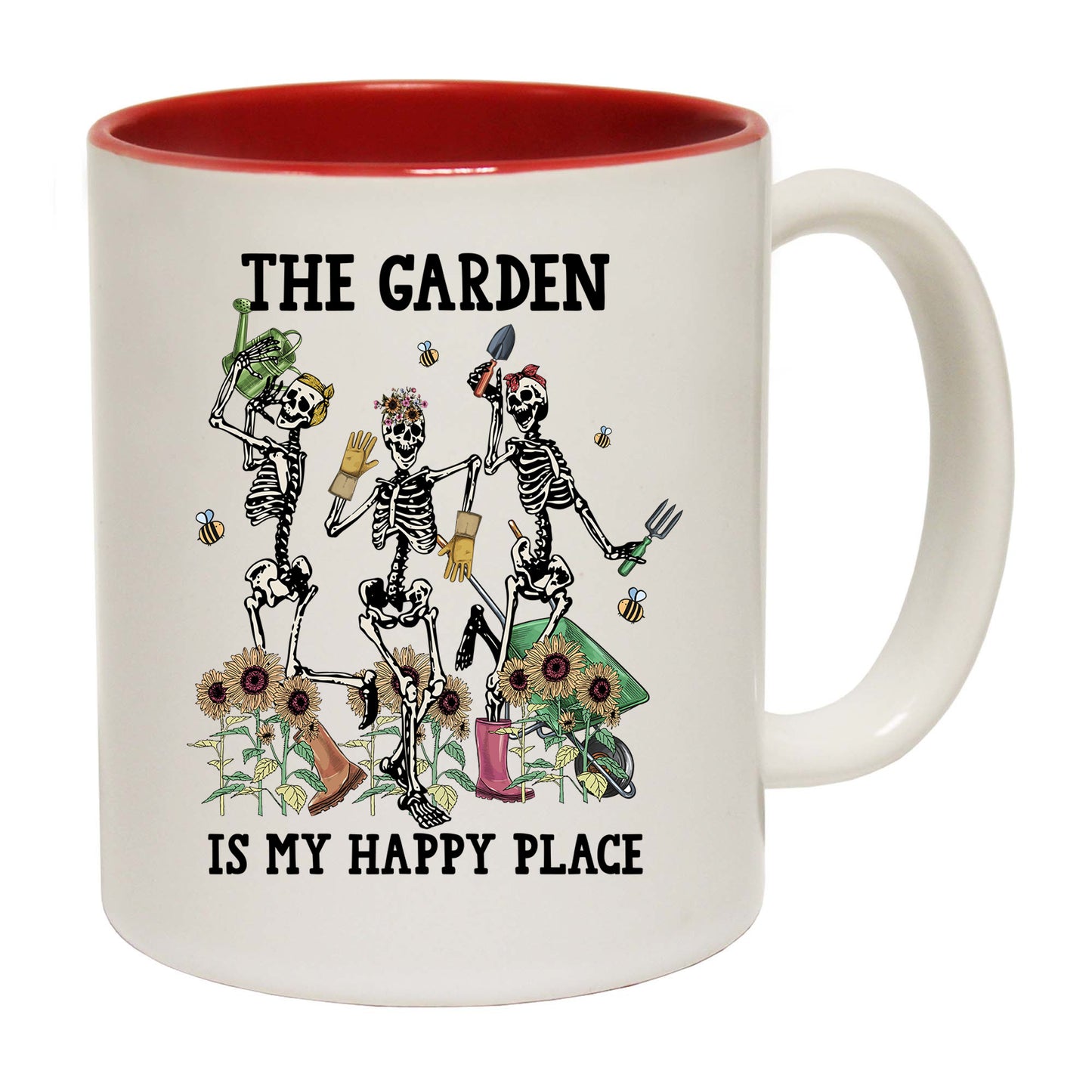 The Garden Is My Happy Place Gardening Skeleton - Funny Coffee Mug